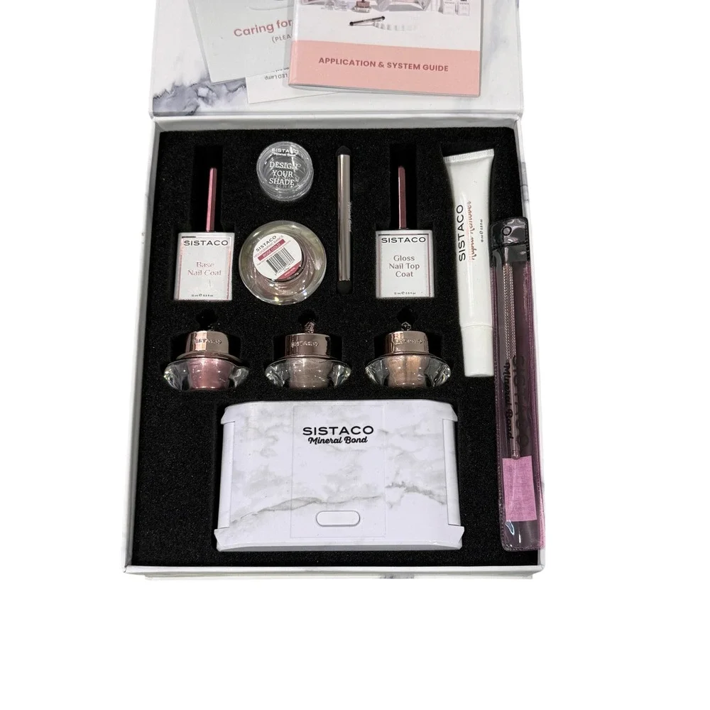 Sistaco Mineral Bond Nail Starter Kit LED Lamp Metallic Powder READ